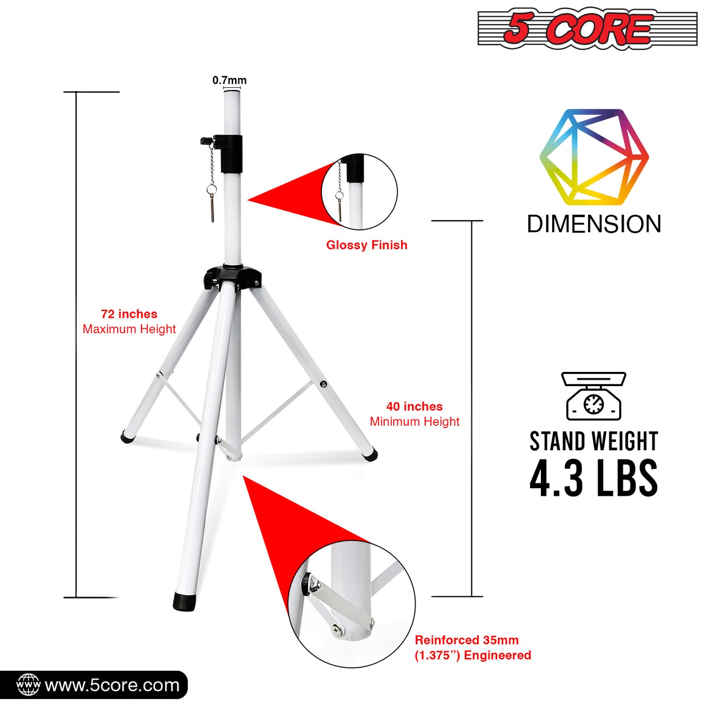 5 Core Speaker Stand Tripod Floor