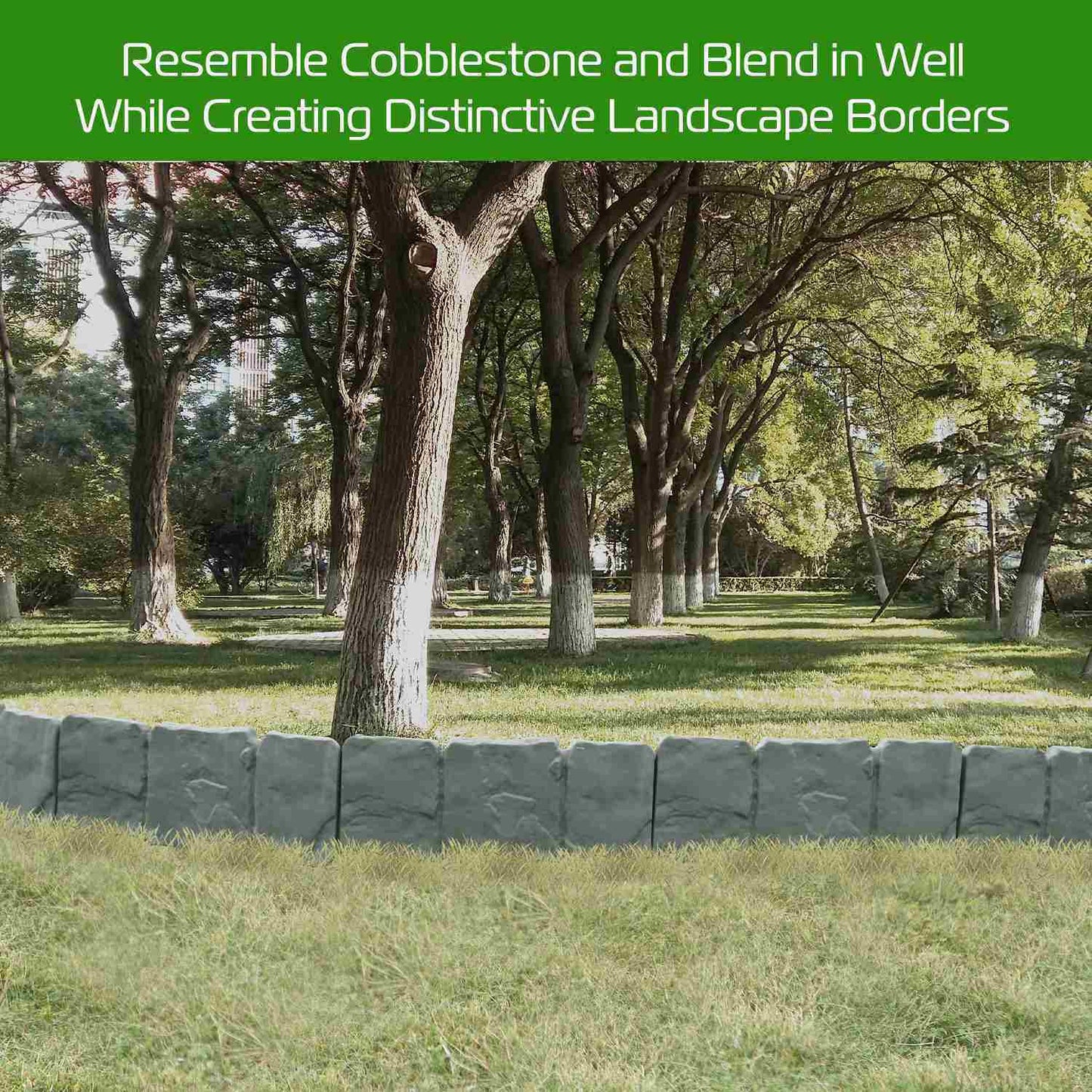 20 PCS Cobbled Stone Effect Plastic Garden Lawn Border