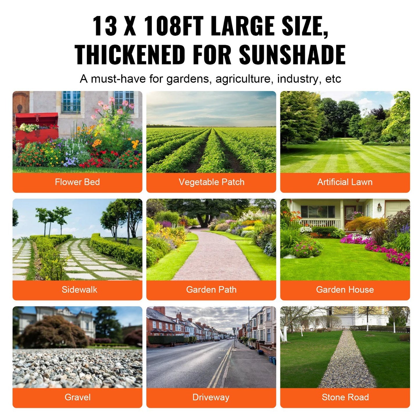 13FTx108FT Premium Heavy Duty Weed Barrier Landscape Fabric