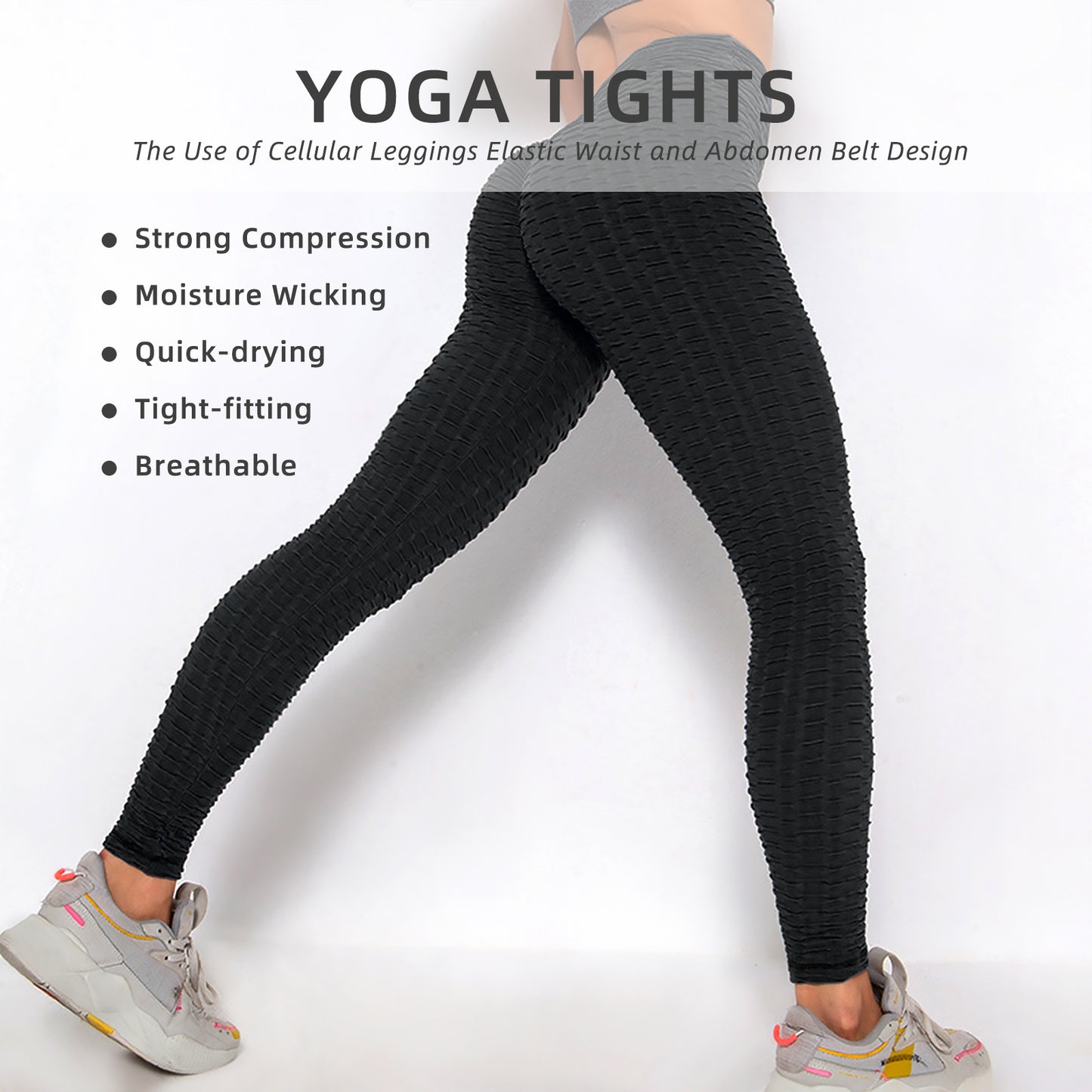 Women TIK Tok Leggings Bubble Textured Butt Lifting Yoga Pants Black Medium