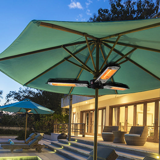 1500W Foldable Electric Patio Heater Umbrella with 3 Heating Panels; for Pergola Outdoor or Gazabo Parasol