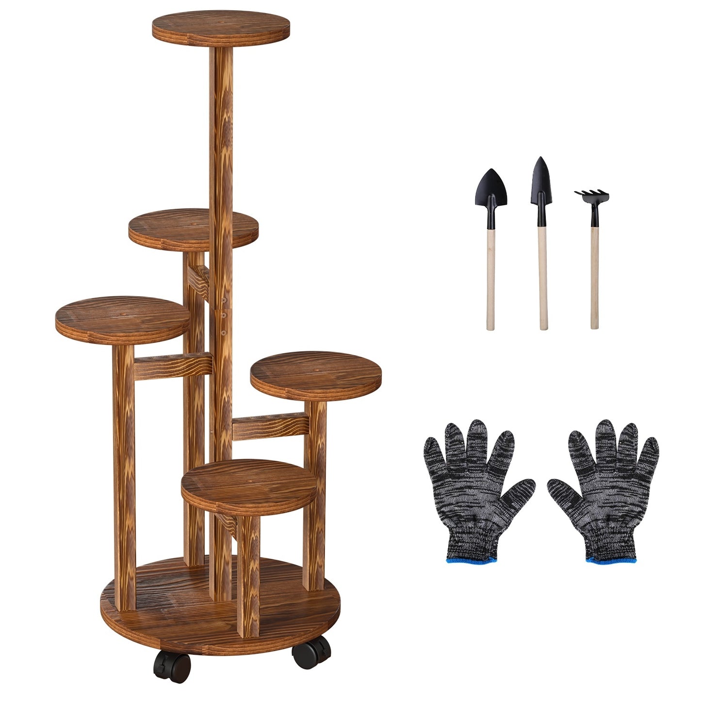 5 Tier Plant Stand with 4 Detachable Wheels