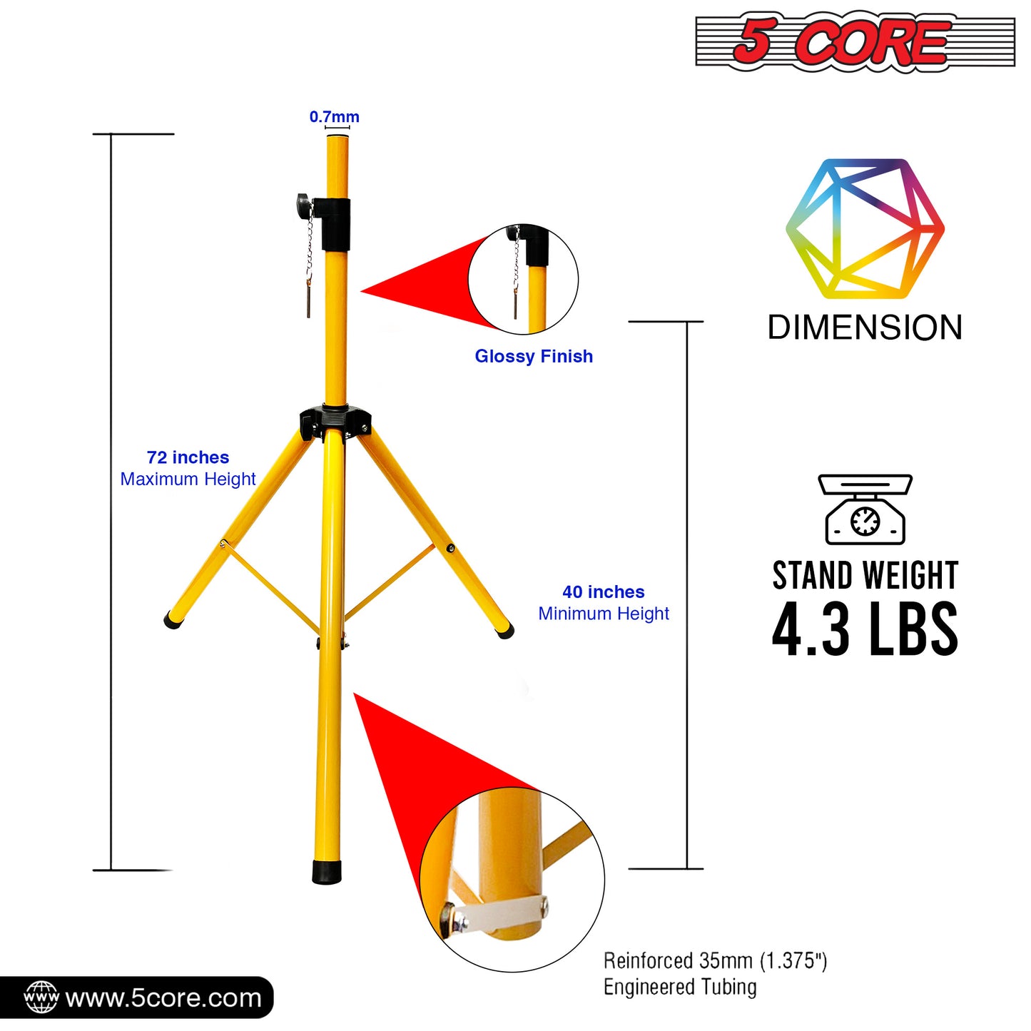 5 Core Speaker Stand Tripod Floor