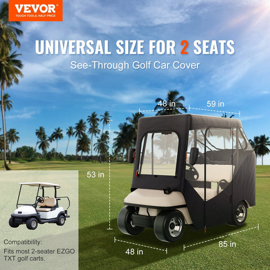 Golf Cart Enclosure, 600D Polyester Driving Enclosure with 4-Sided Transparent Windows