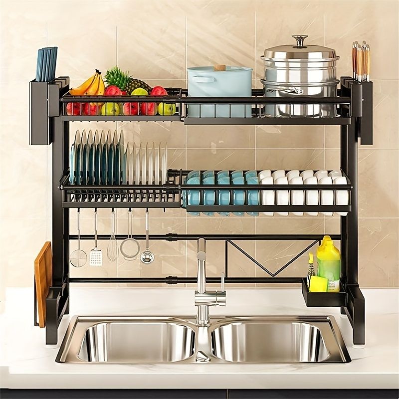 1 piece countertop dish storage drain rack