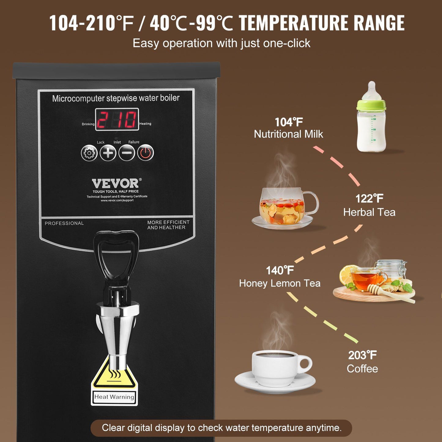 10L Commercial Water Boiler Electric Hot Water Dispenser Stainless Steel