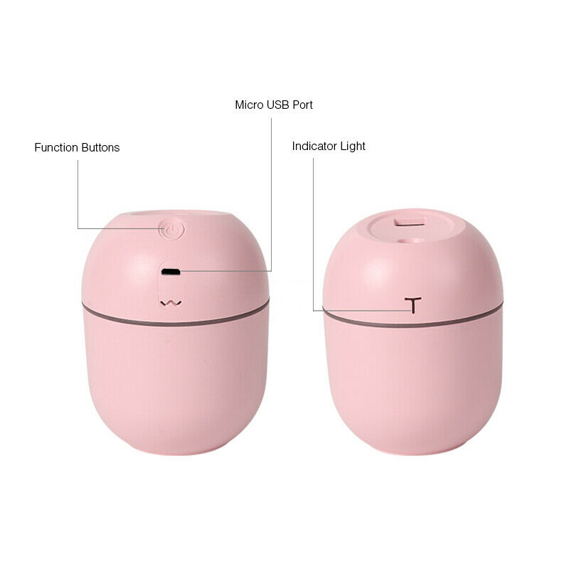 Air Humidifier Mini Ultrasonic USB Essential Oil Diffuser Car Purifier Aroma Anion Mist Maker for Home Car with LED Night Lamp