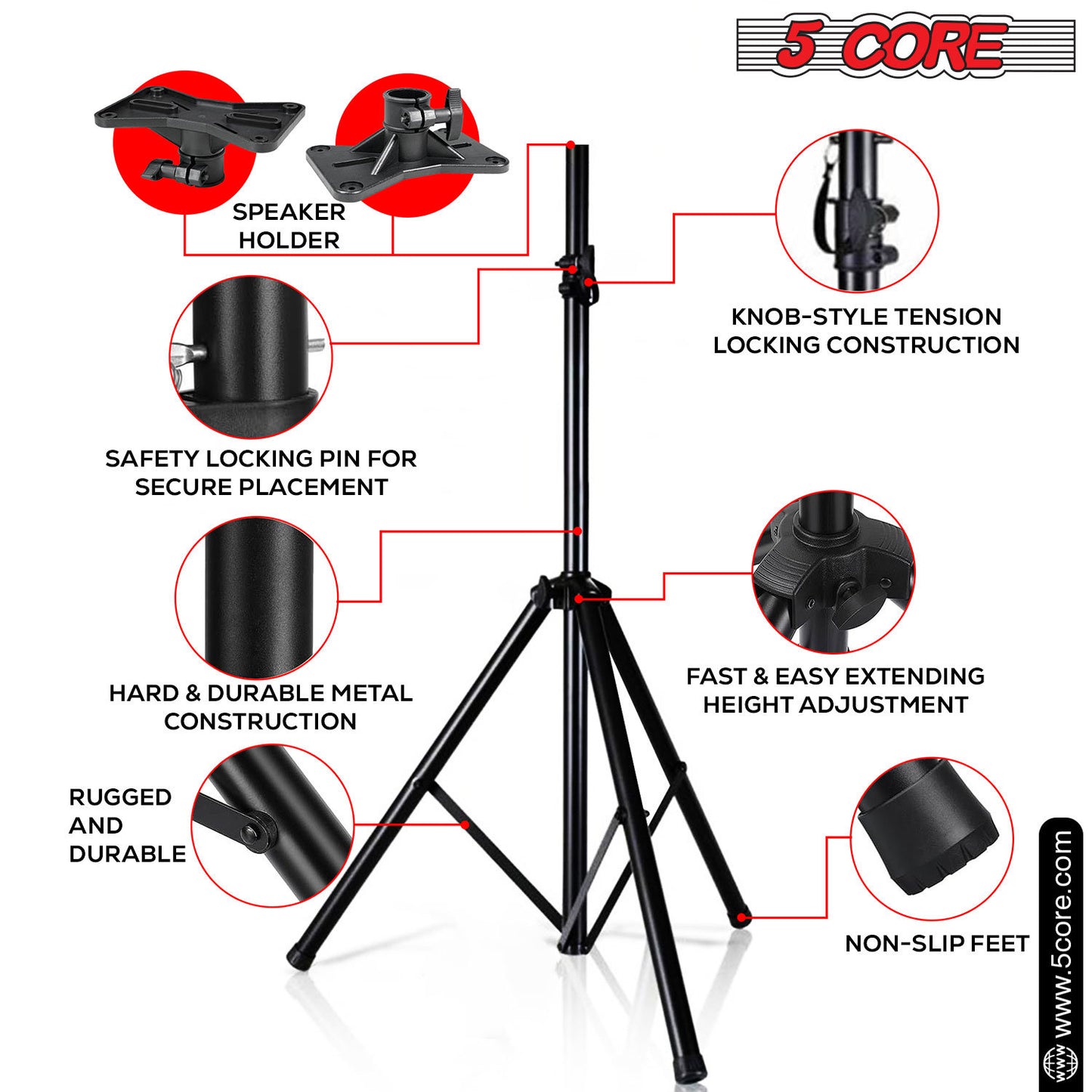 5 Core Speaker Stand Tripod Floor