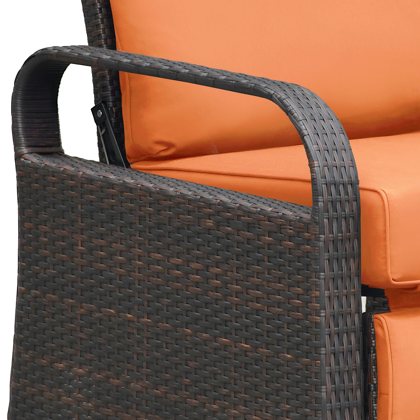 Outdoor Recliner Chair;  Automatic Adjustable Wicker Lounge Recliner Chair with 5.12'' Thicken Cushion