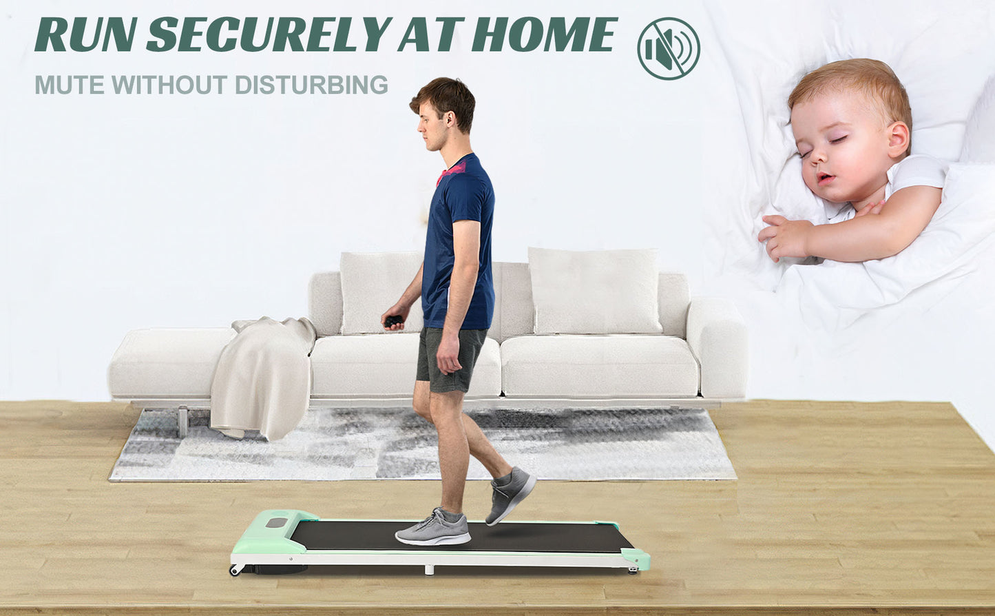 2 in 1 Under Desk Electric Treadmill 2.5HP, with Bluetooth APP and speaker, Remote Control, Display, Walking Jogging Running Machine Fitness Equipment for Home Gym Office