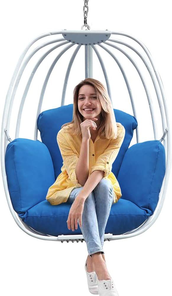 Aluminum Egg Chair; Hanging Swing Chair with Thickness Cushion for Indoor