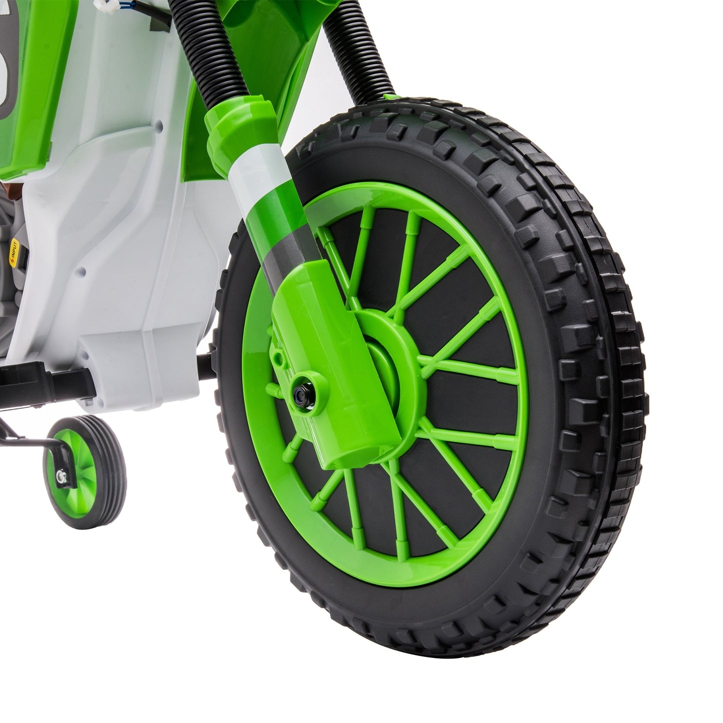 12V Kids Ride on Toy Motorcycle, Electric Motor Toy Bike with Training Wheels for Kids 3-6, Green