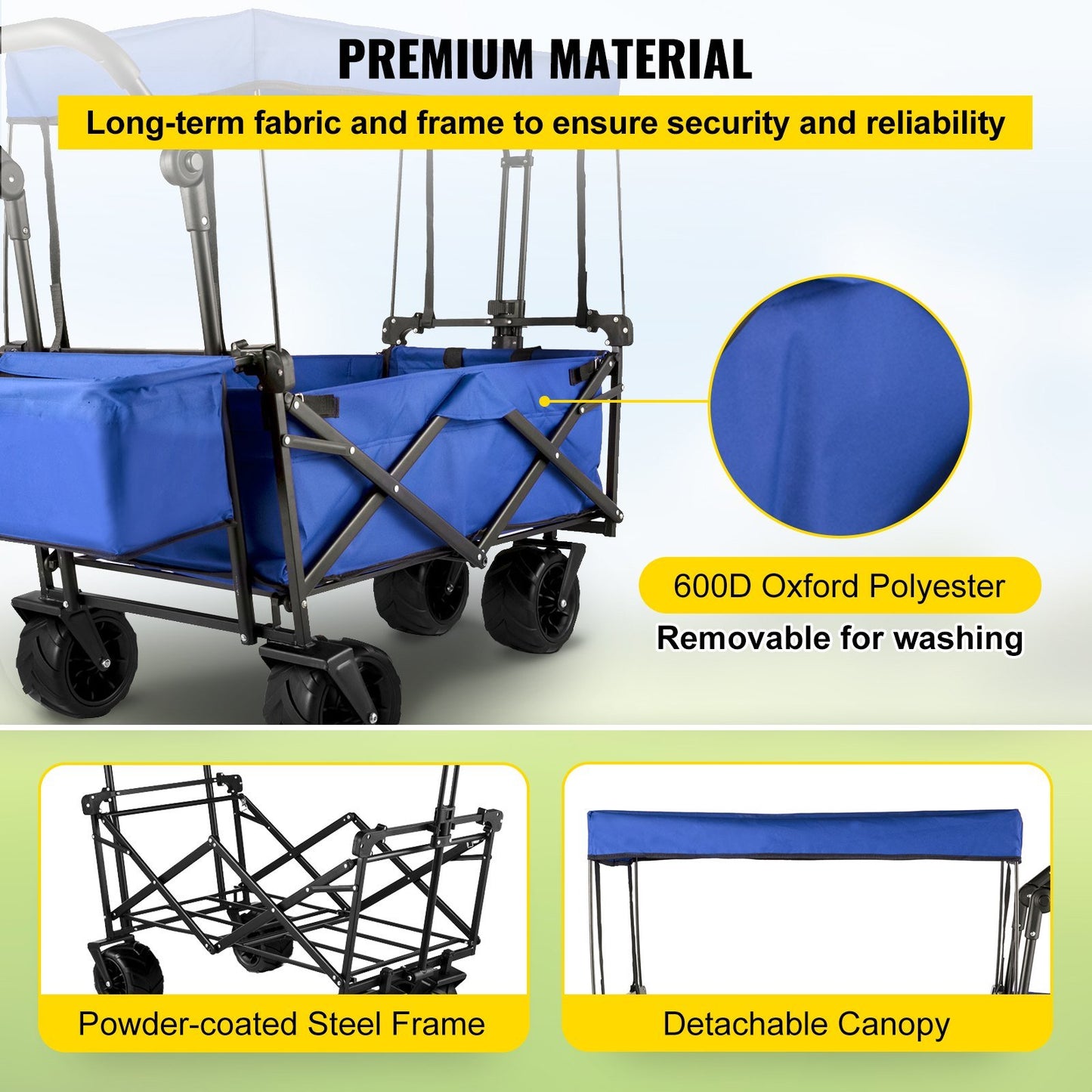 Extra Large Collapsible Garden Cart with Removable Canopy