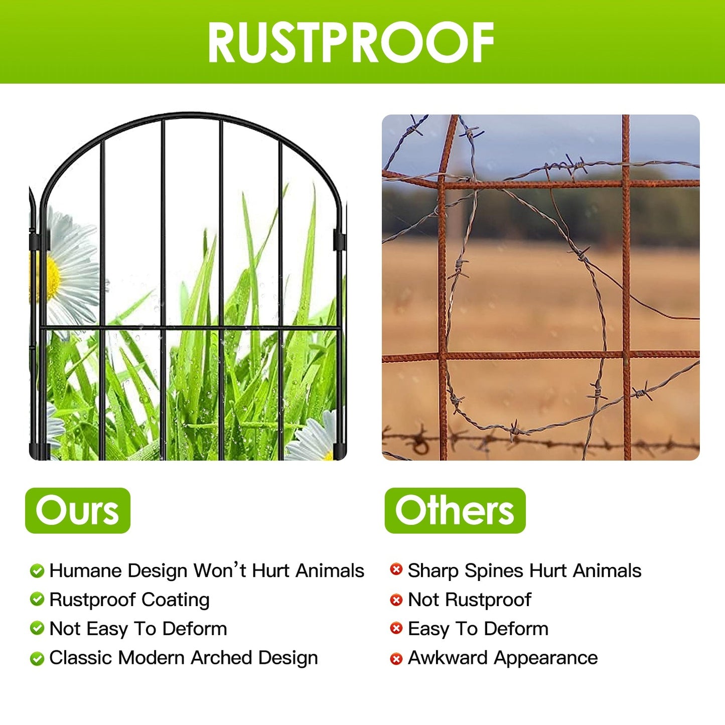 10Pcs Decorative Garden Fence Rustproof Iron Wire Arched Fence