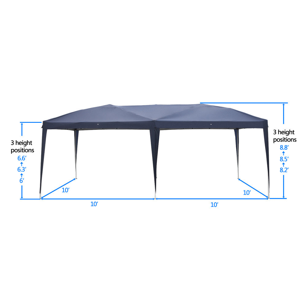 10'' x 20'' Home Use Outdoor Camping Waterproof Folding Tent with Carry Bag Blue