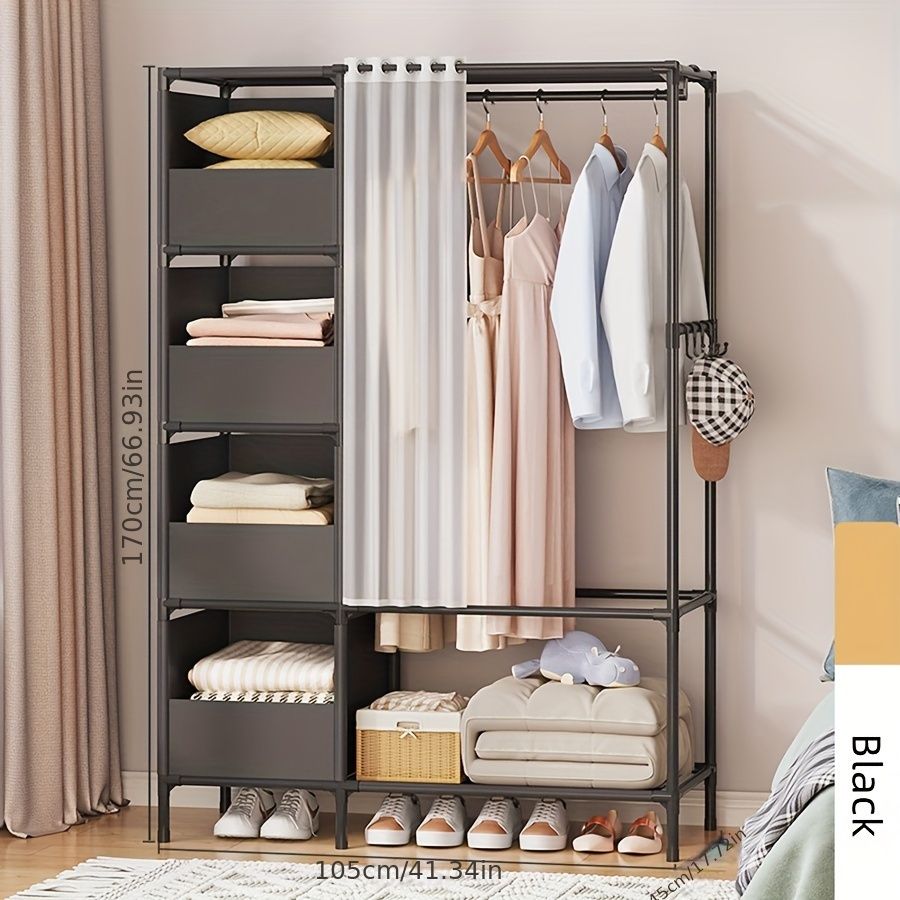 Portable simple wardrobe with 4-tier