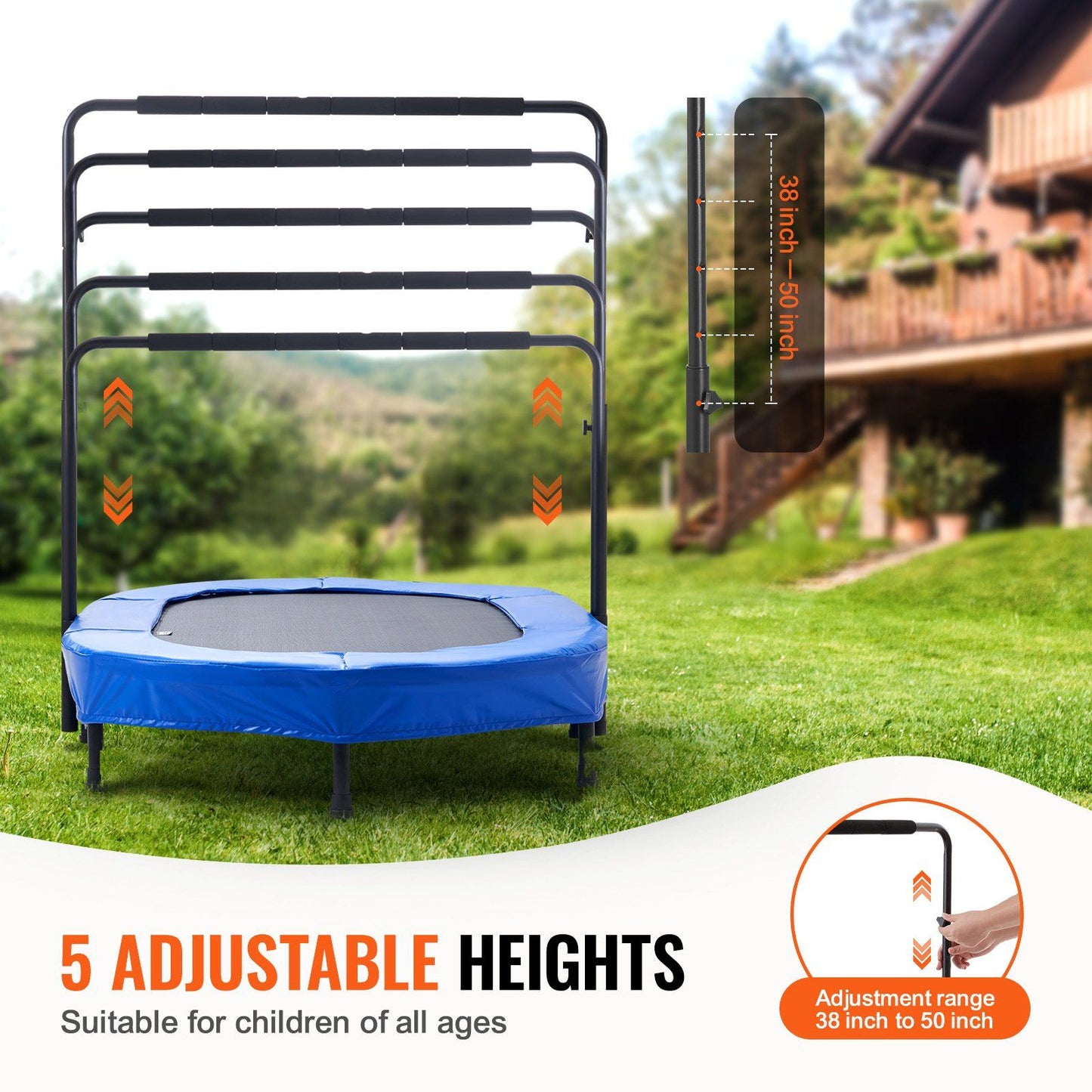 56" Trampoline for Kids Foldable Mini Toddler Trampoline Indoor Outdoor