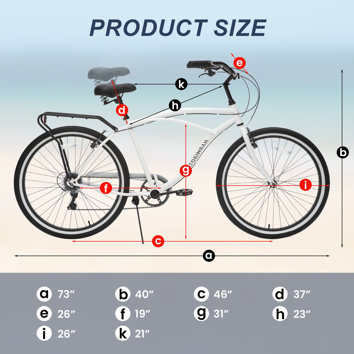 Multifunctional Adult Beach Cruiser Bike, 7-Speed Bike, Multi-Color, 26-Inch Wheels, Men's and Women's