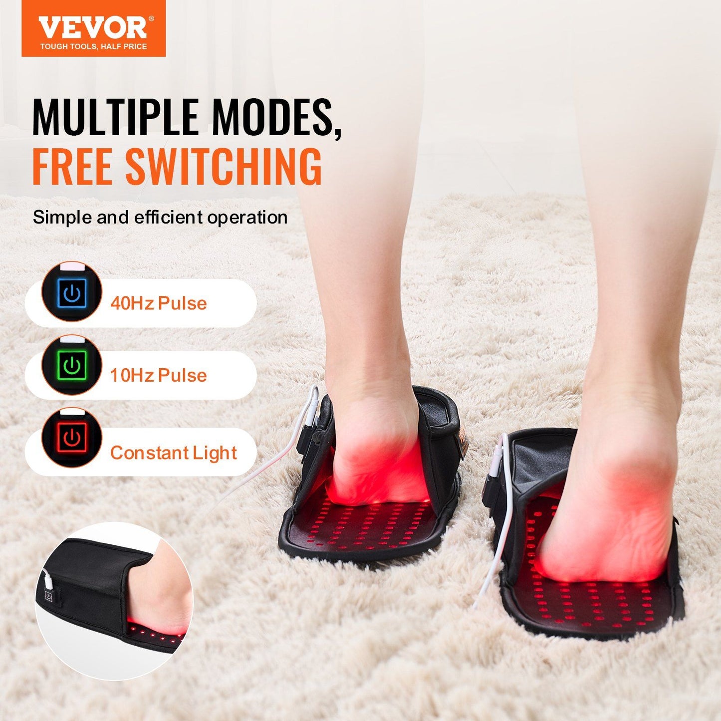 Red Light Therapy for Foot 660nm & 850nm Red Light Therapy Slipper 120 LEDs