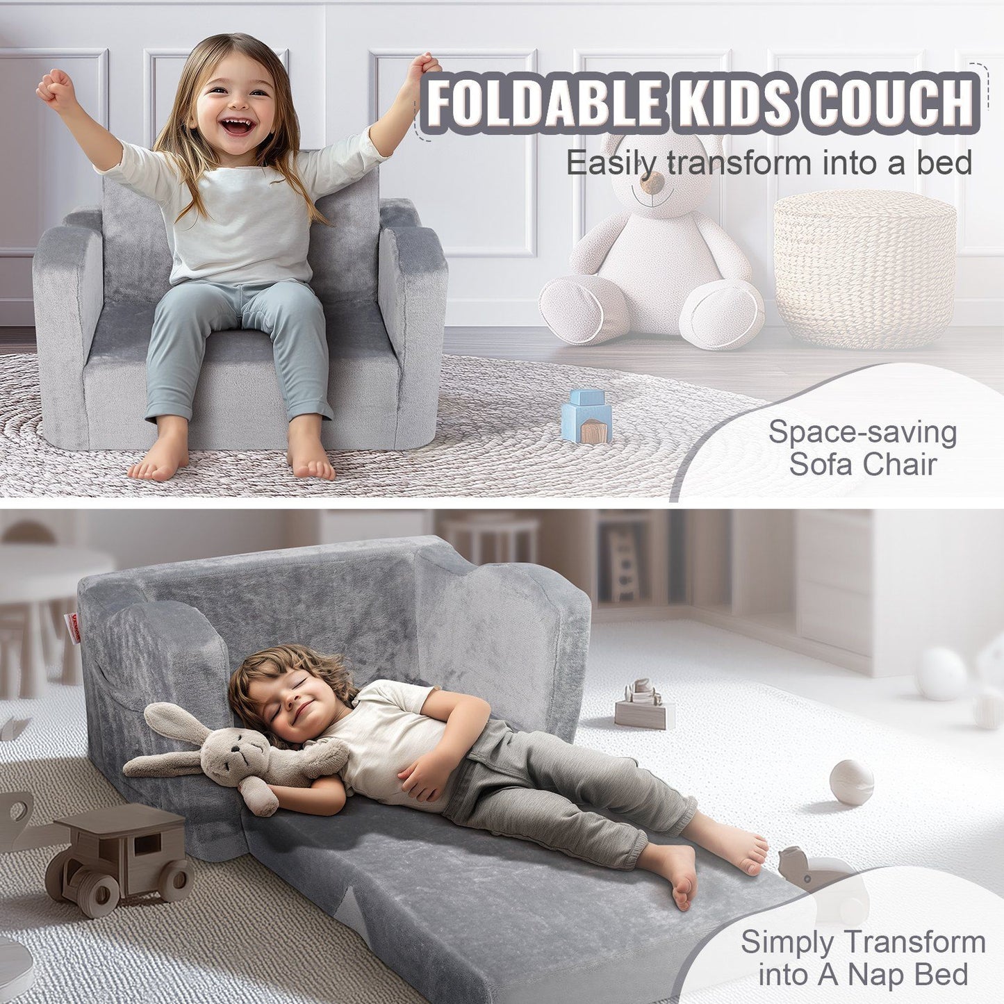 2-in-1 Toddler Couch Sofa Bed Fold Out