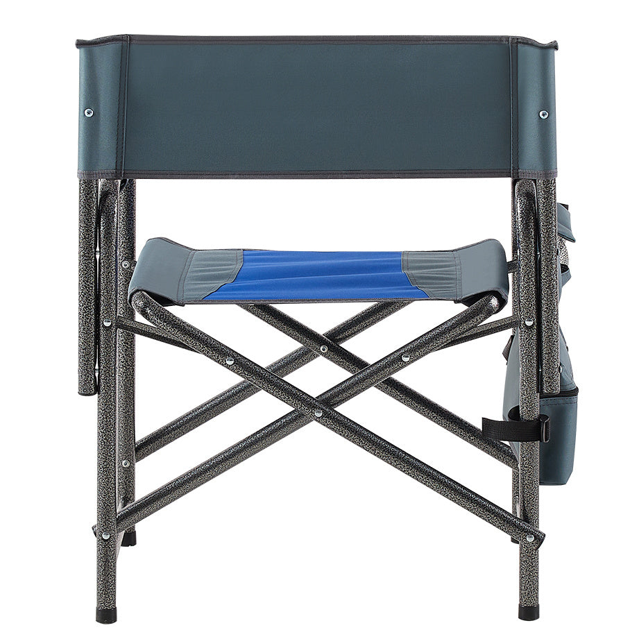 2-piece Padded Folding Outdoor Chair with Storage Pockets,Lightweight Oversized Directors Chair for indoor, Outdoor Camping, Picnics and Fishing,Blue/Grey