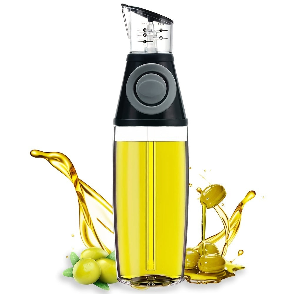 1pc Oil Dispenser Bottle; 17oz Olive Oil Dispenser Oil Sprayer; Clear Glass Refillable Oil And Vinegar Dispenser Bottle With Measuring Scale Pump For Kitchen; Cooking; Salads
