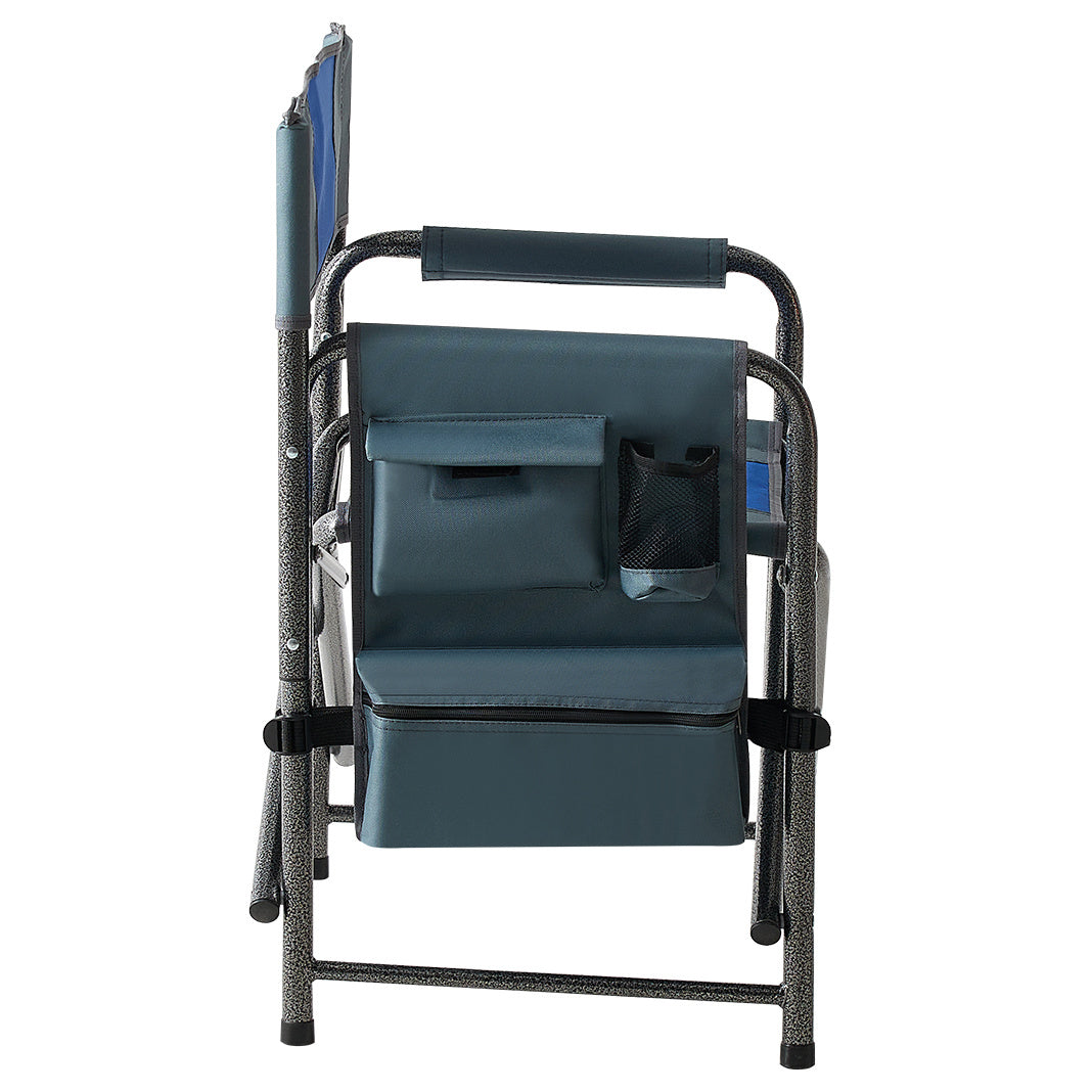 2-piece Padded Folding Outdoor Chair with Storage Pockets,Lightweight Oversized Directors Chair for indoor, Outdoor Camping, Picnics and Fishing,Blue/Grey