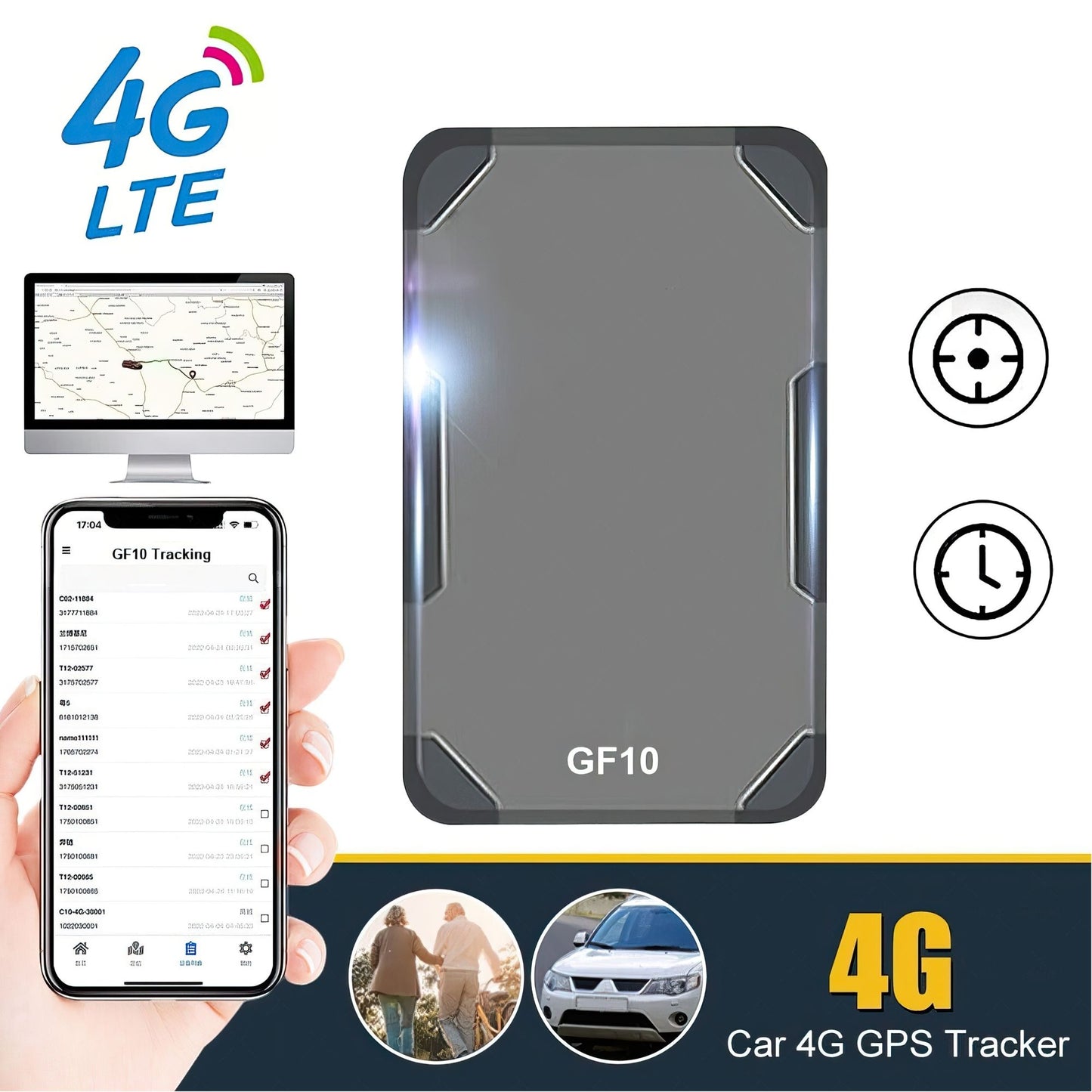 GPS Tracking Device for Cars with Waterproof Case + Magnetic Mount