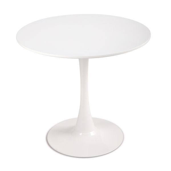 31.5\"H White Tulip Table Mid-Century Dining Table with Round MDF Table Top;  Pedestal Dining Table;  End Table Leisure Coffee Table XH