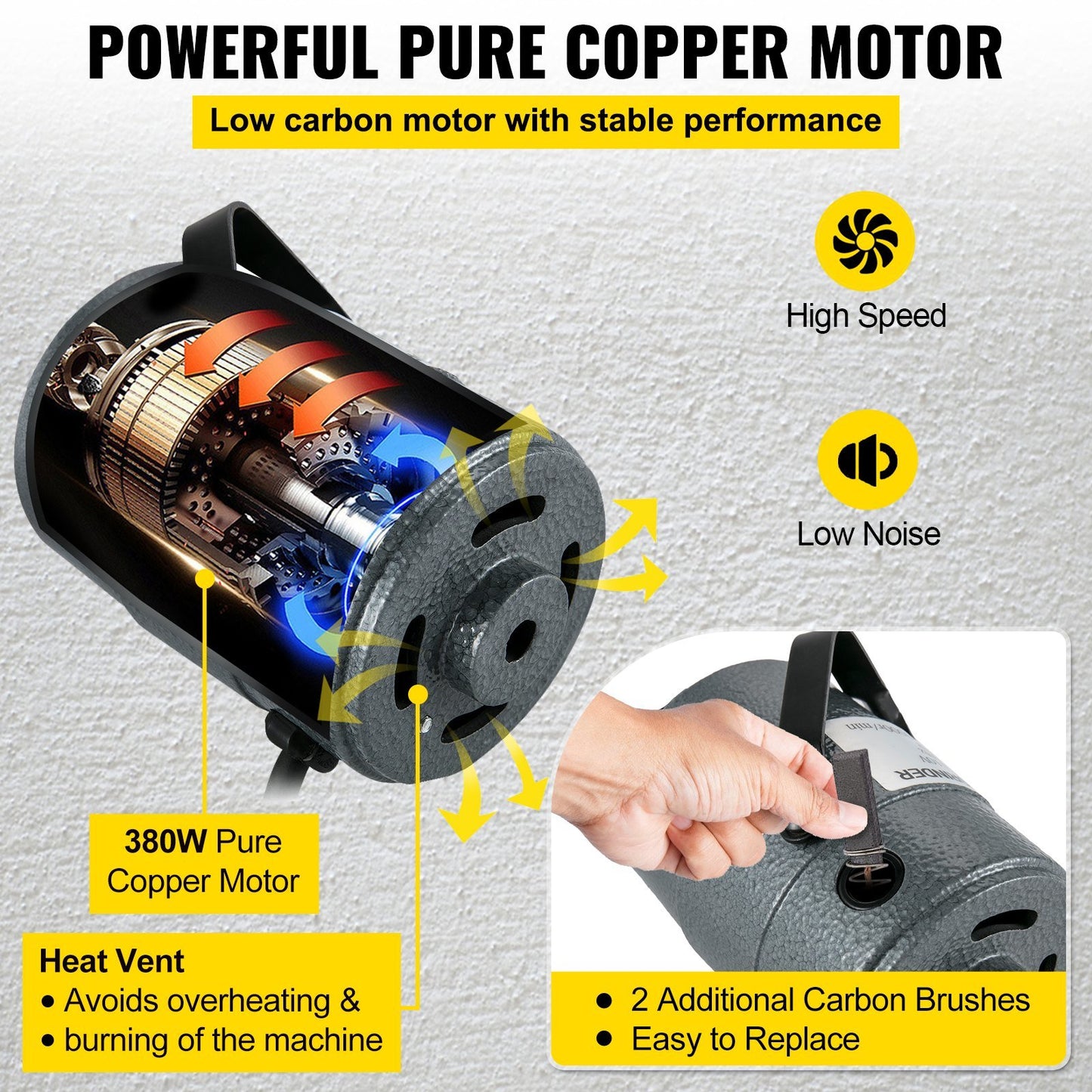 Flex Shaft Grinder 380W Rotary Tool 500-23000RPM Rotary Carver with 1/4" 3-Jaw Chuck