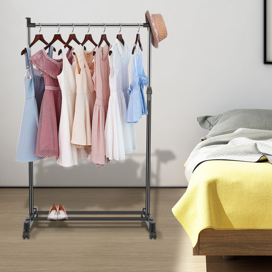 33lbs Garment Racks 3.12ft-4.80ft Height Adjustable Clothes Stand Foldable Clothes Hanger with Wheels
