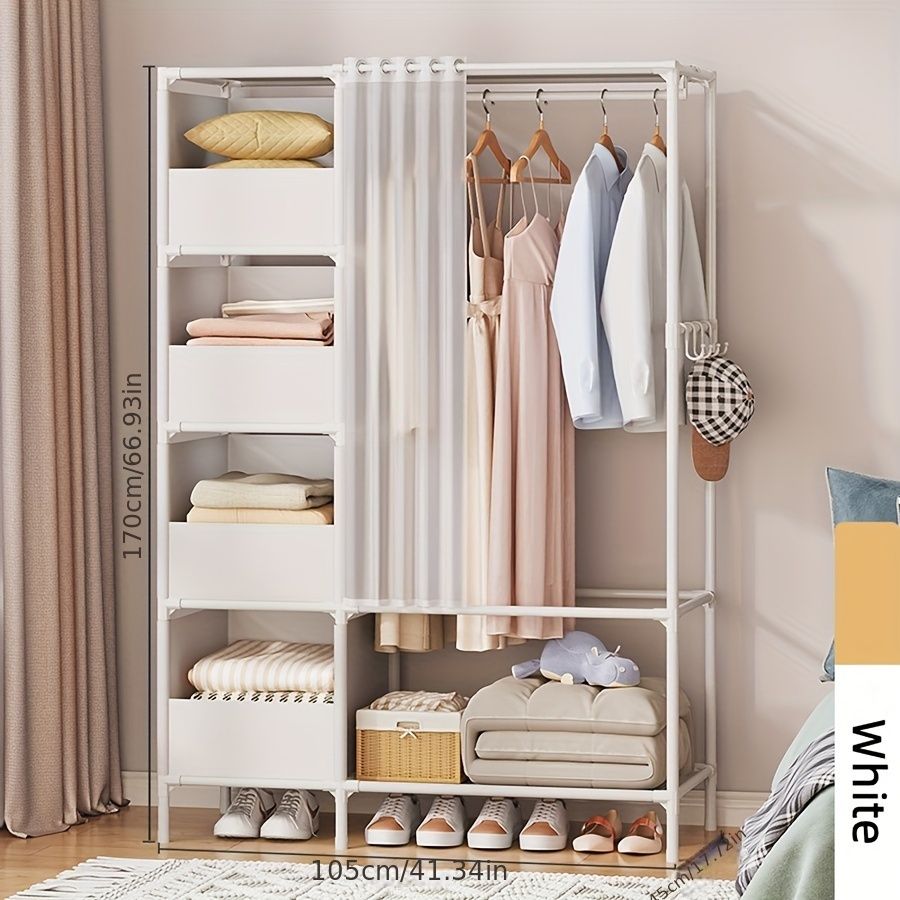 Portable simple wardrobe with 4-tier