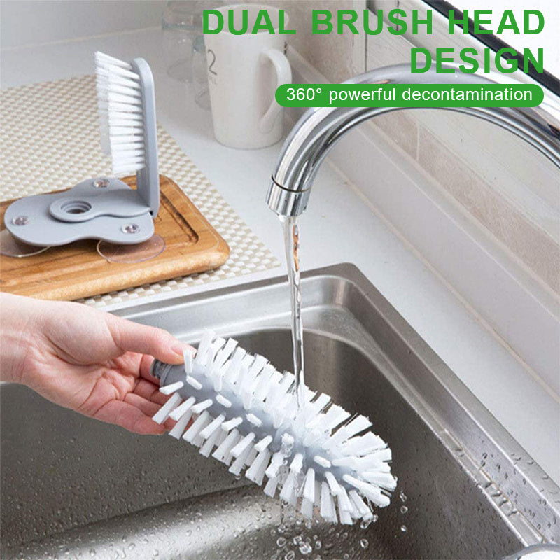 2 In 1 Cleaning Brush Cup Glass Cleaner Bottles Brush Suction Wall Lazy Brush Removable Washing Tools Kitchen Clean Accessories