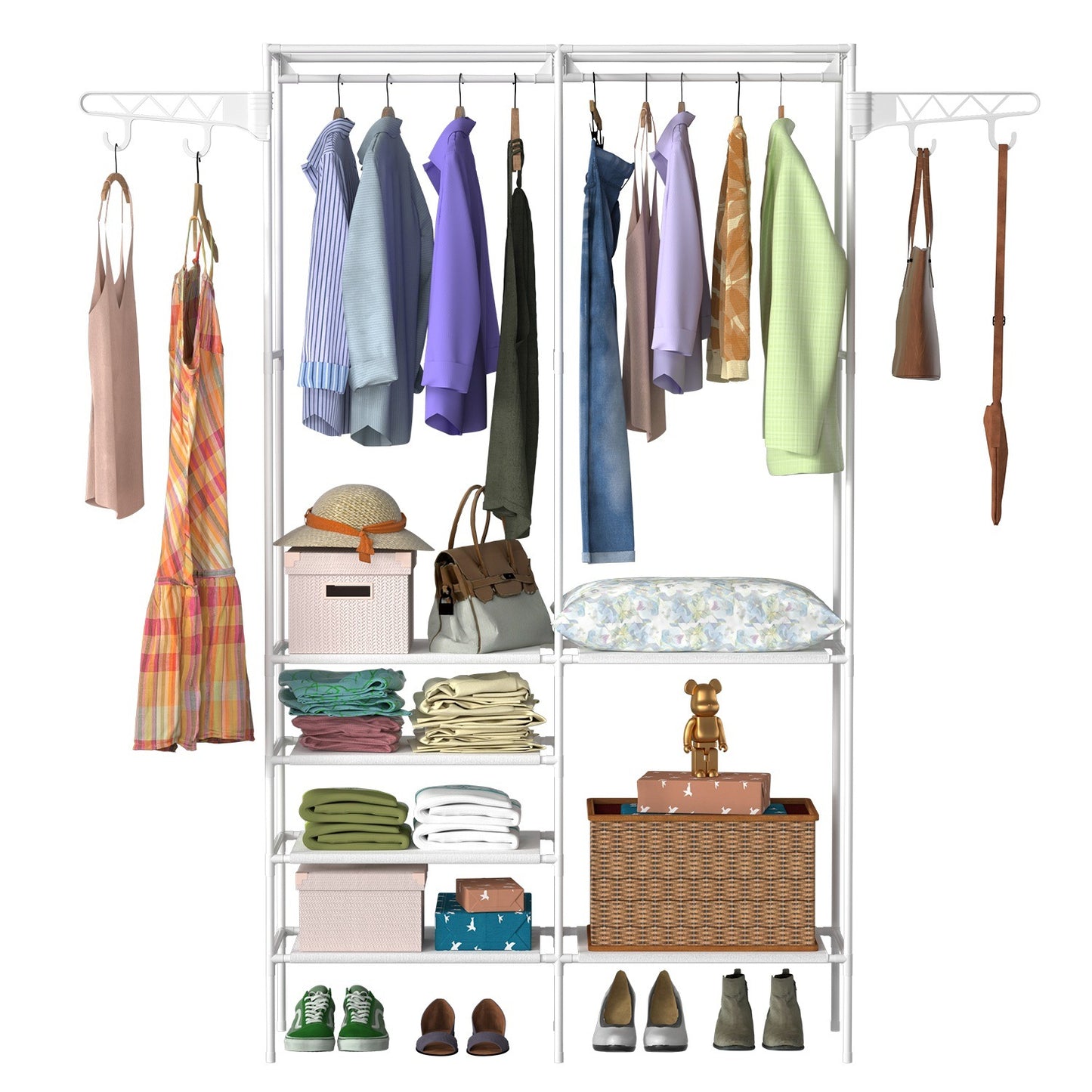 Metal Garment Rack Shoe Clothing Organizer