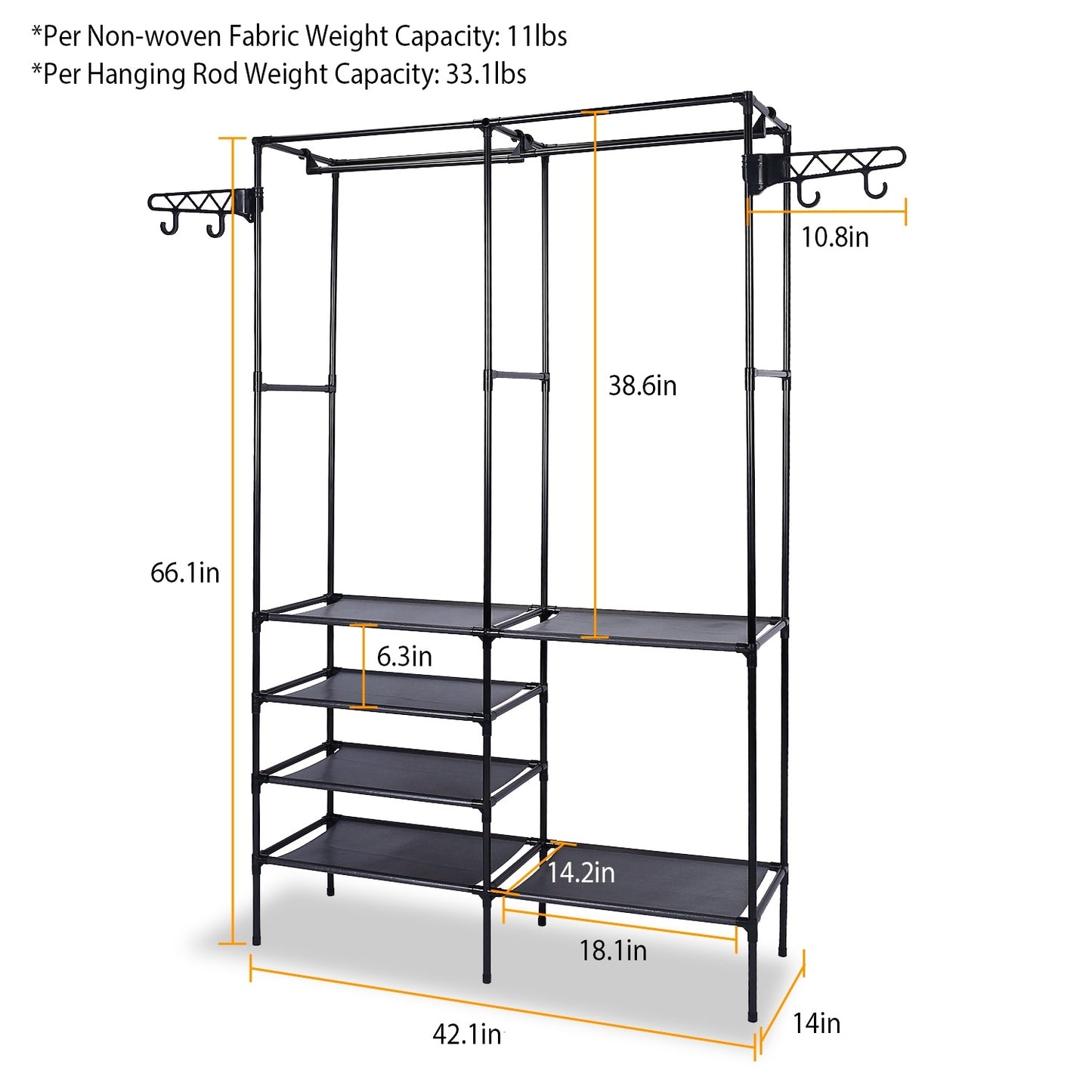 Metal Garment Rack Shoe Clothing Organizer