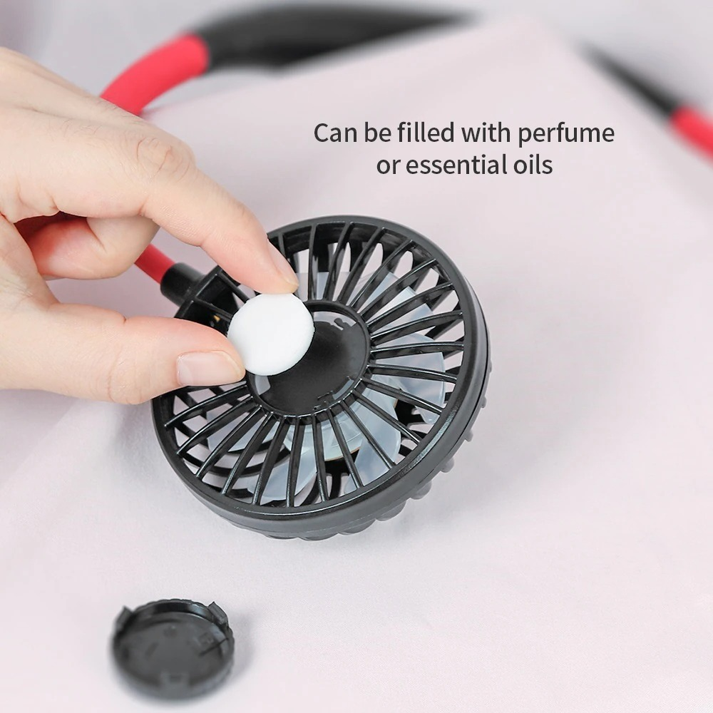 Mini Portable Hanging Neckband Fan USB Rechargeable Double Fans Air Cooler Conditioner Colorful Aroma Electric Desk Fan For Room XH