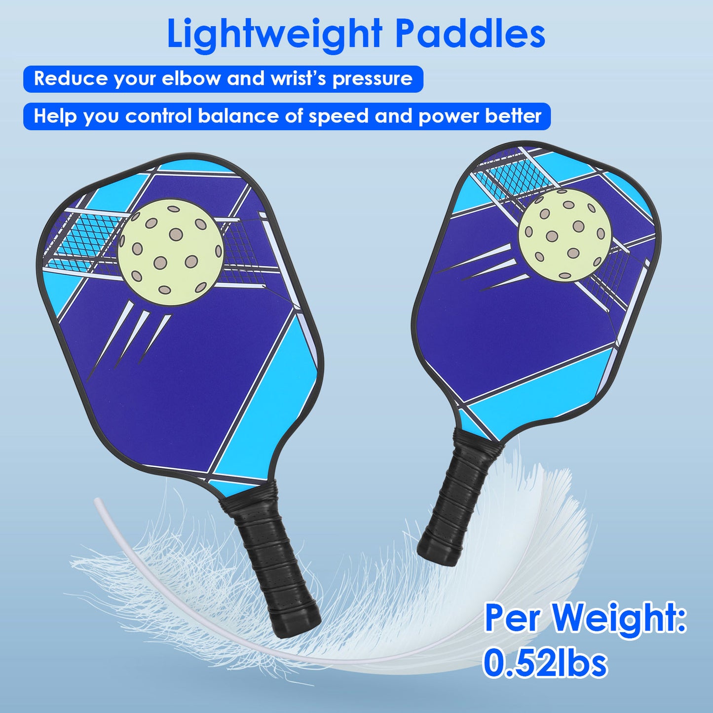 Pickleball Set 2 Fiberglass Paddles 4 Outdoor Indoor Balls Portable Carry Bag 2 Cooling Towel