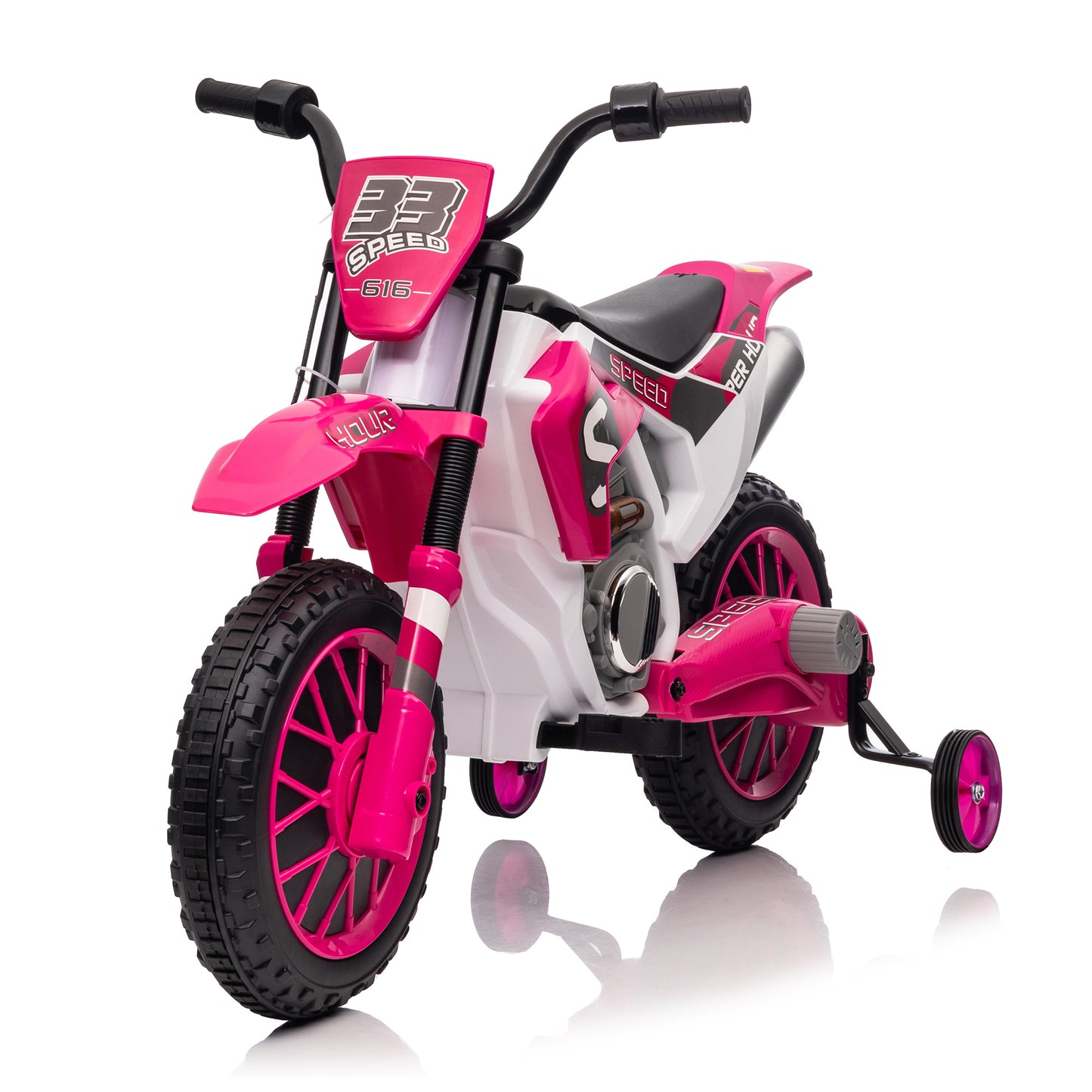 Motorcycle with Training Wheels - Magenta