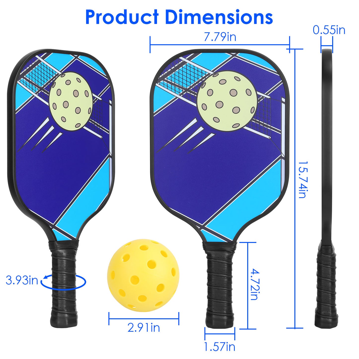 Pickleball Set 2 Fiberglass Paddles 4 Outdoor Indoor Balls Portable Carry Bag 2 Cooling Towel