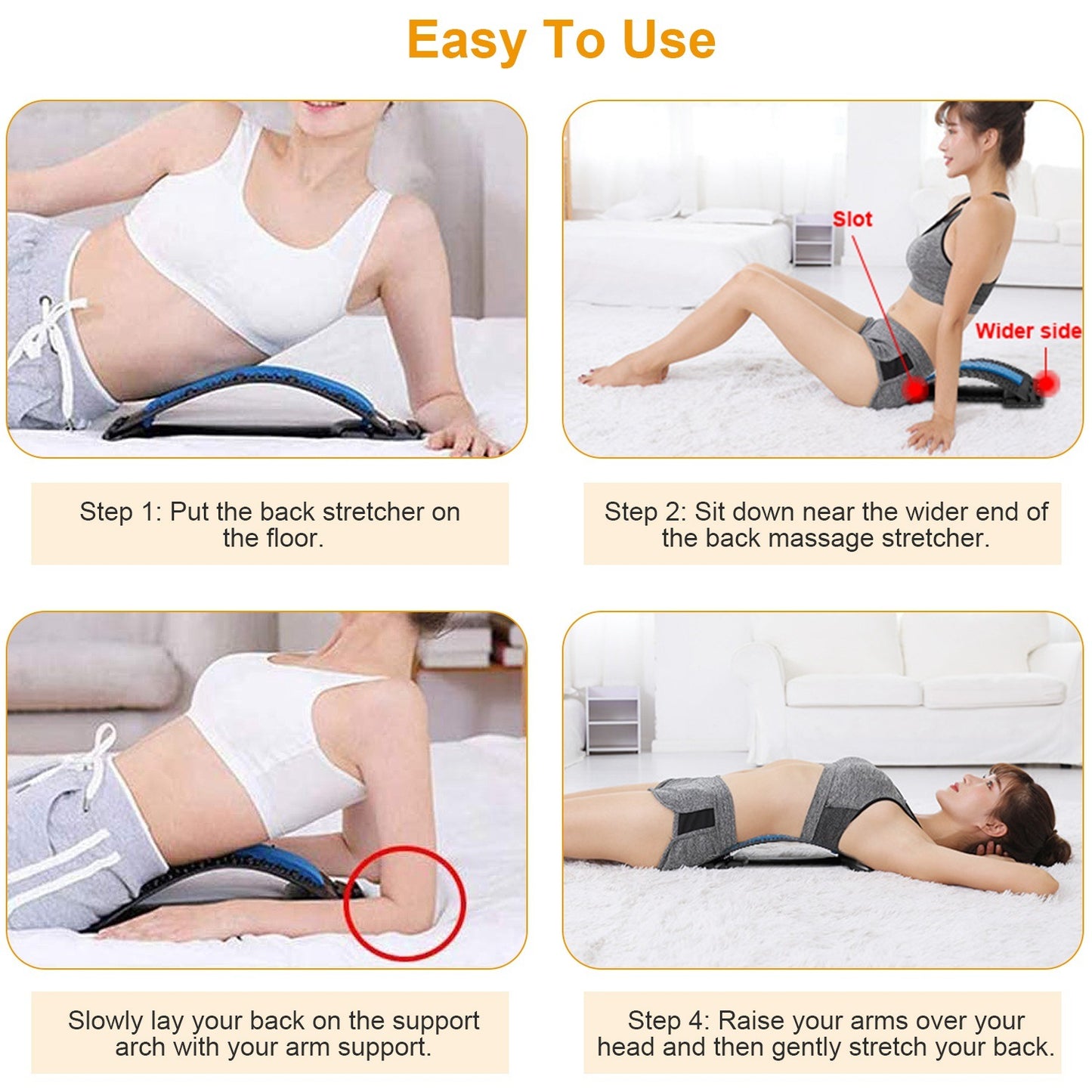 Back Massage Stretching Device Multi-Level Lumbar Spinal Support