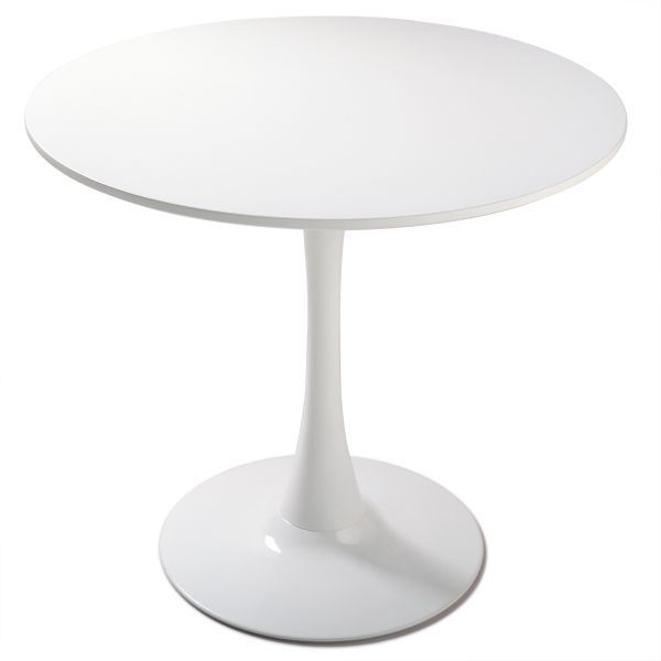 31.5\"H White Tulip Table Mid-Century Dining Table with Round MDF Table Top;  Pedestal Dining Table;  End Table Leisure Coffee Table XH