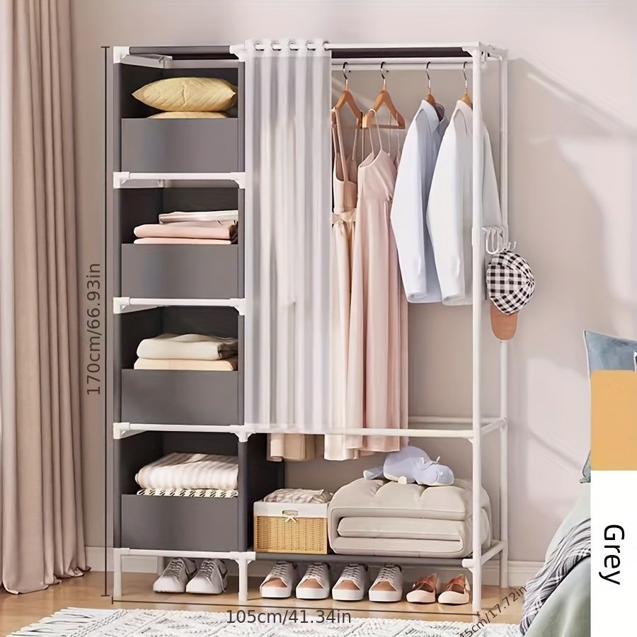 Portable simple wardrobe with 4-tier