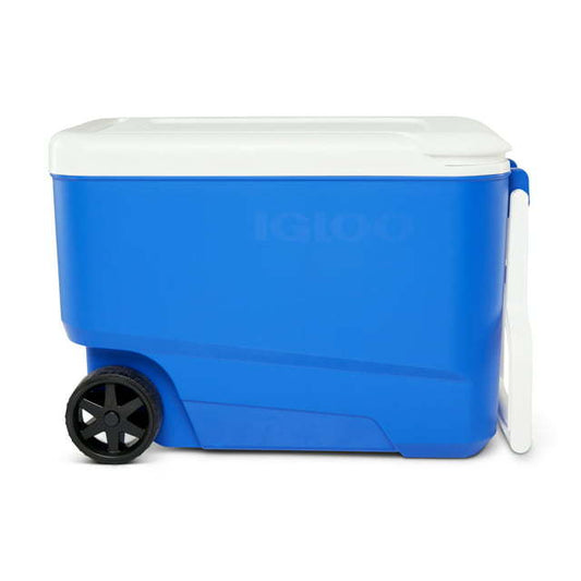 38 QT. Hard-Sided Ice Chest Cooler with Wheels, Blue