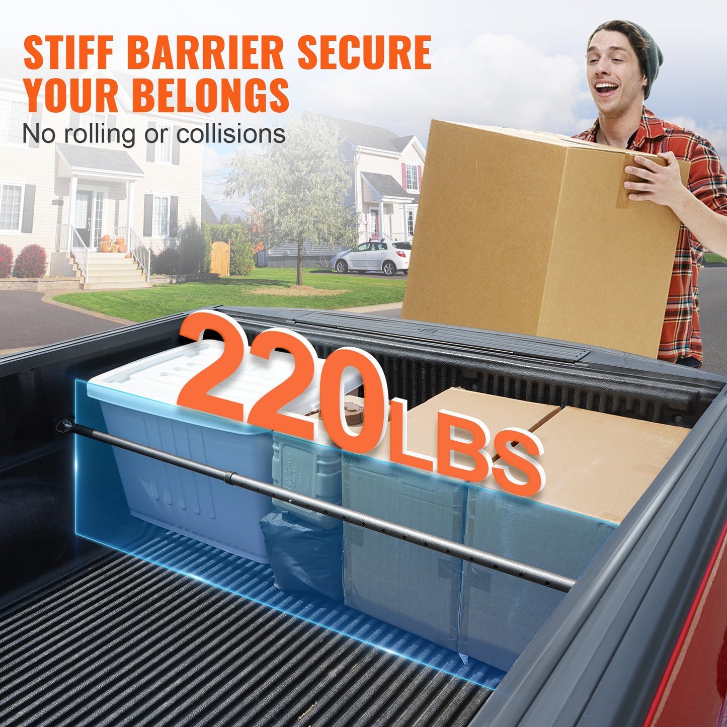 Heavy-duty Steel Cargo Stabilizer Bar with 220 lbs Capacity