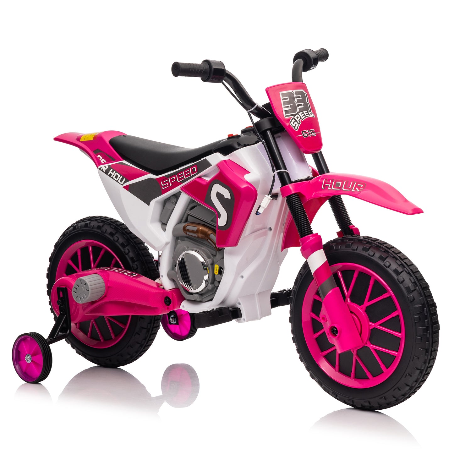 Motorcycle with Training Wheels - Magenta