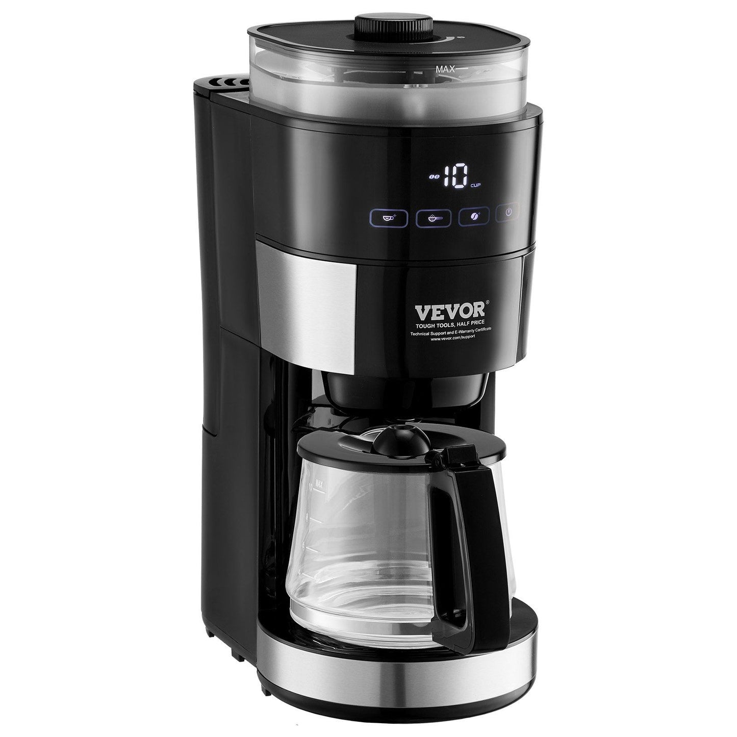 10-Cup Coffee Maker Drip Coffee Machine with 3 Brew Strength Control