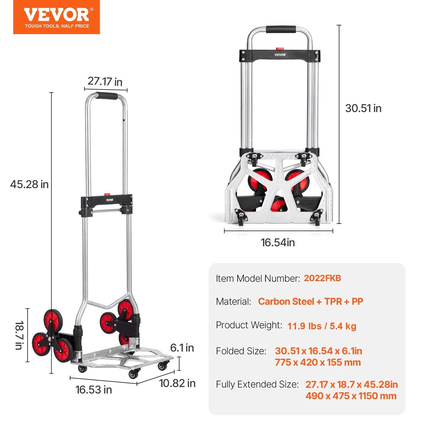 Stair Climbing Cart Heavy Duty Folding Hand Truck Dolly 260 lbs 10 Wheels