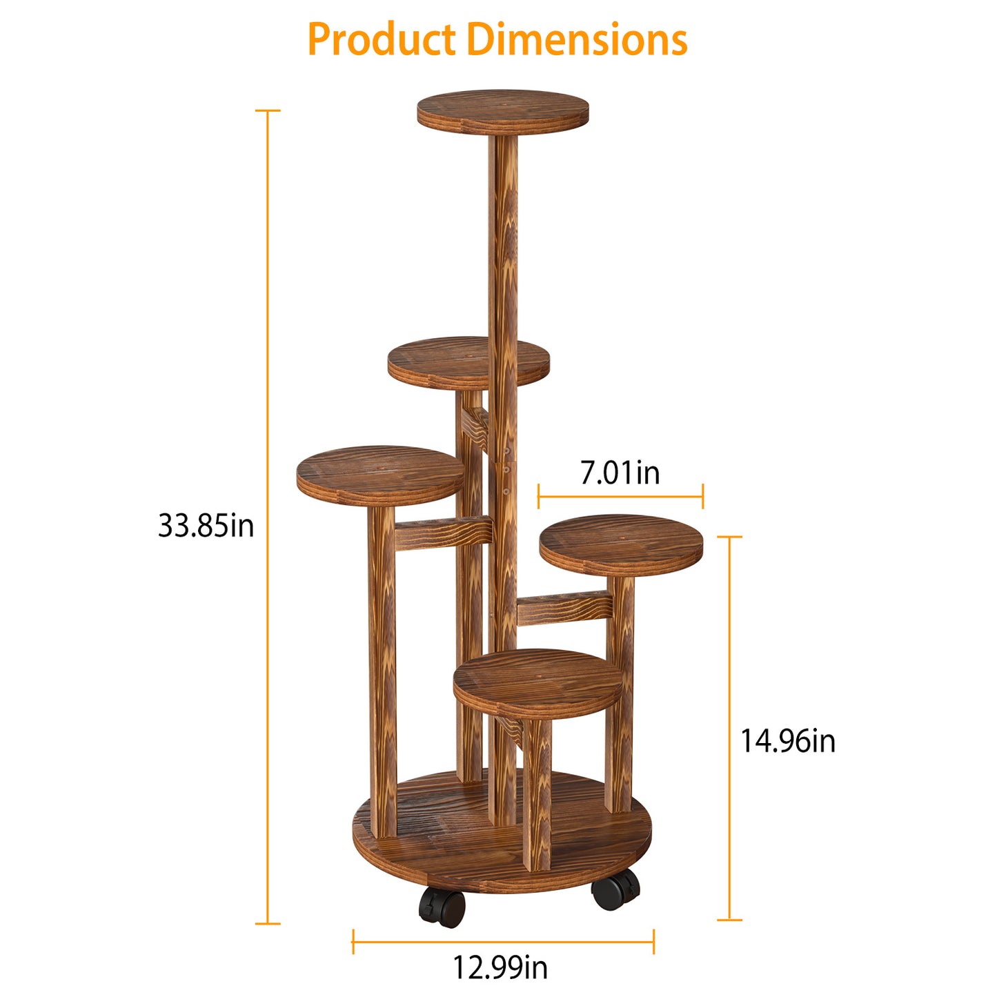 5 Tier Plant Stand with 4 Detachable Wheels