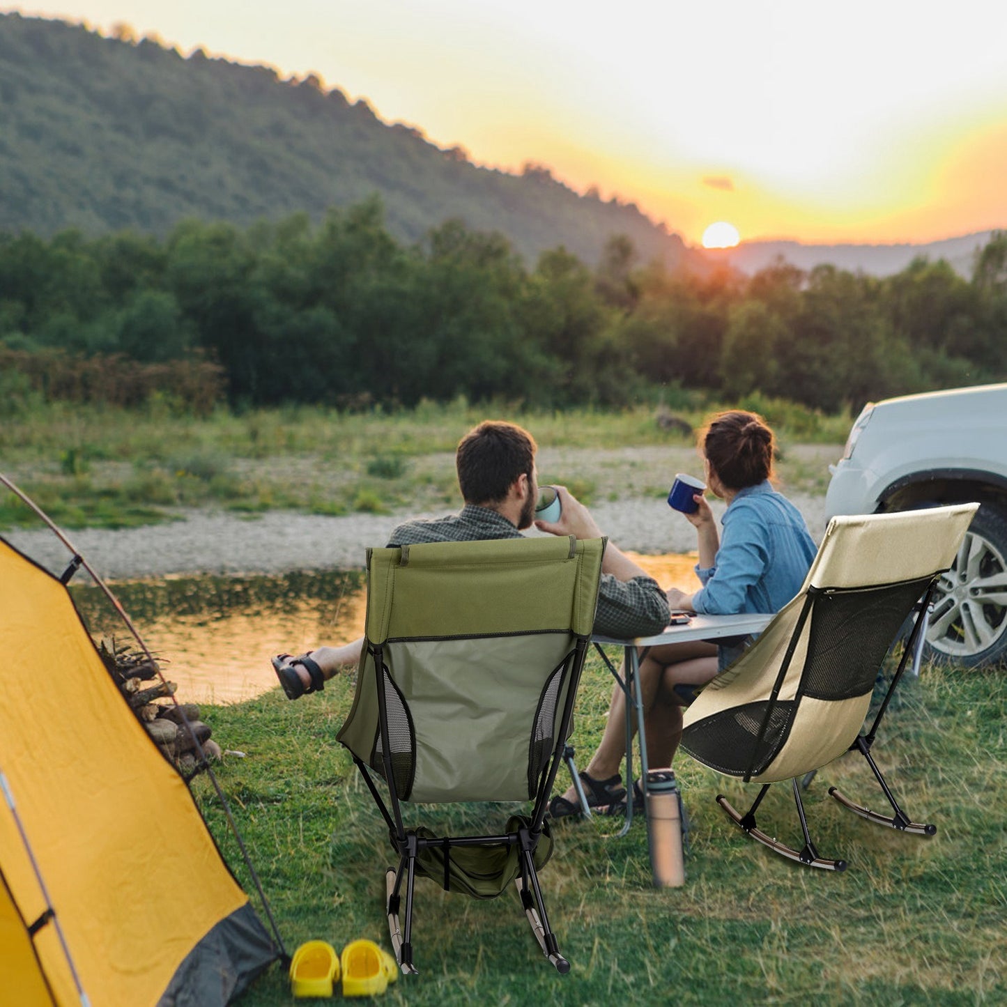 Portable Camping Rocking Chair 198LBS Weight Capacity