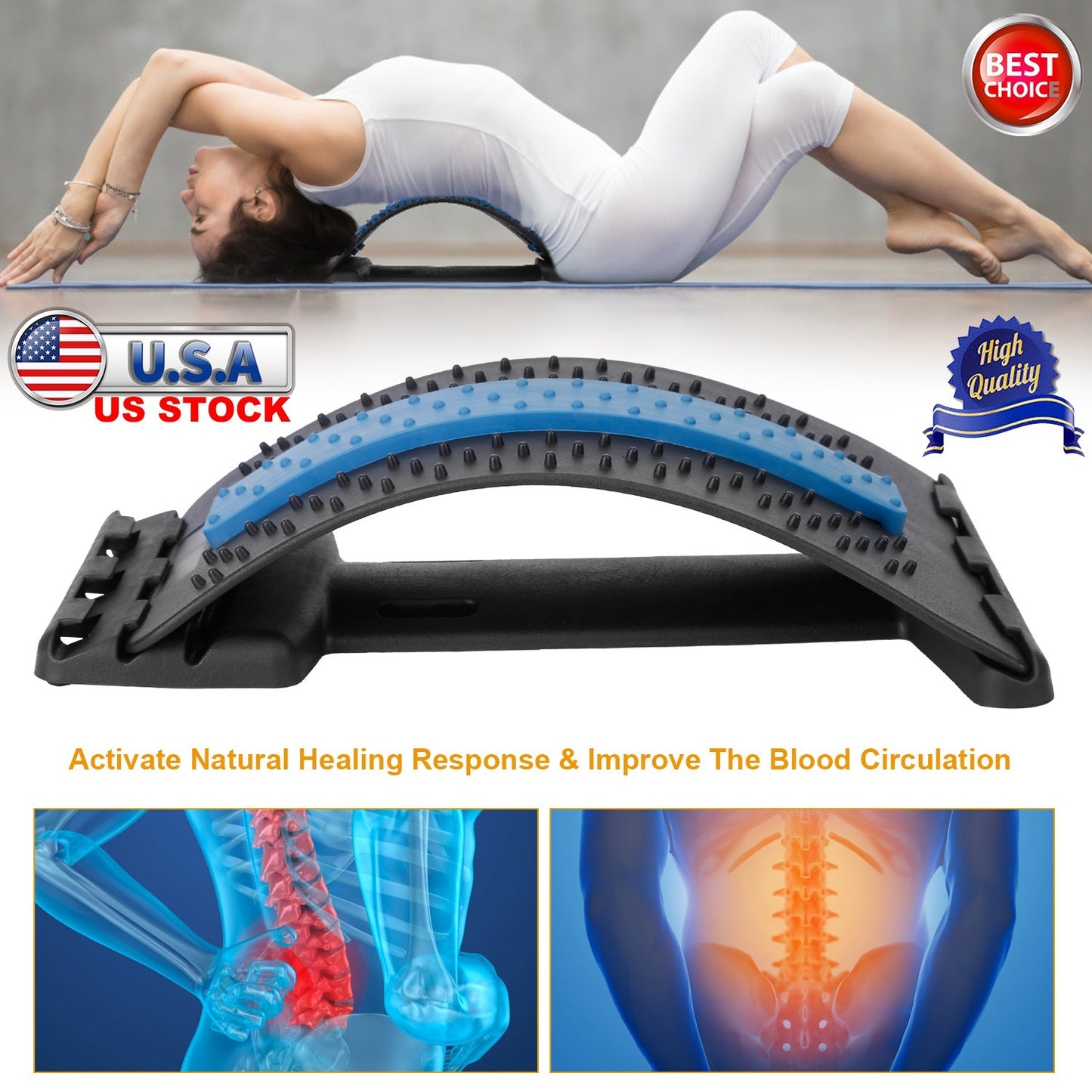 Back Massage Stretching Device Multi-Level Lumbar Spinal Support